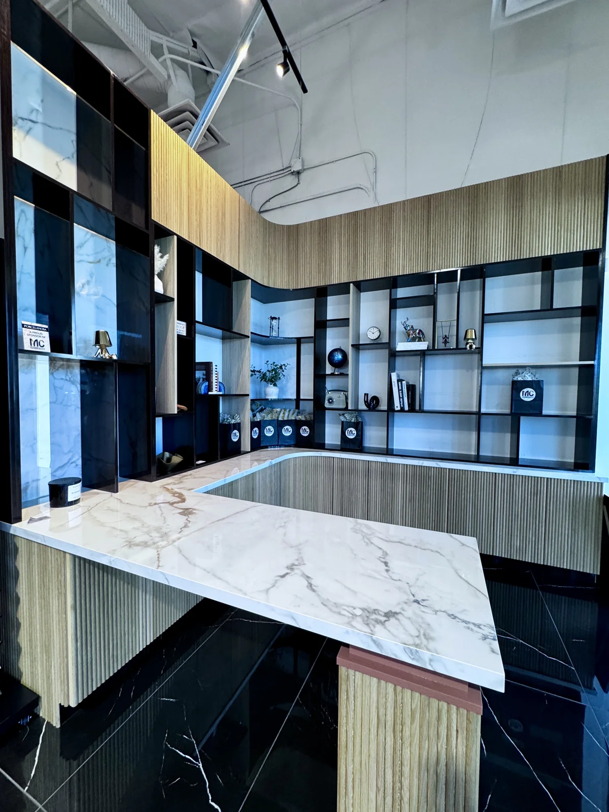 Modern Concepts Design showroom with flooring, cabinet and countertop displays