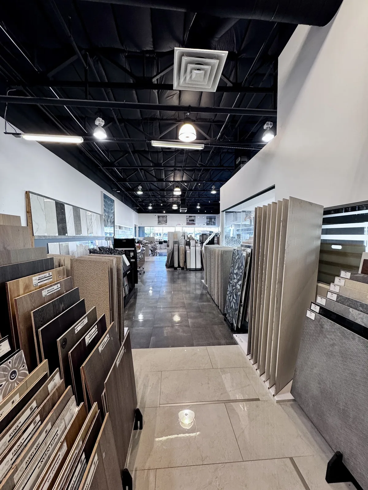 Flooring samples on display in the Las Vegas showroom